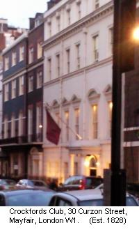 Crockfords Casino Club, Mayfair, London W1. The world's oldest private gaming club. Established 1828.