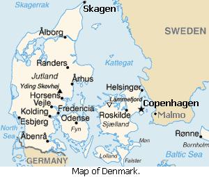 Map of Denmark.