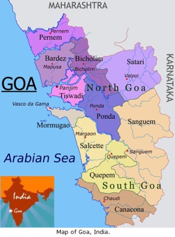 Map of Goa, India.
